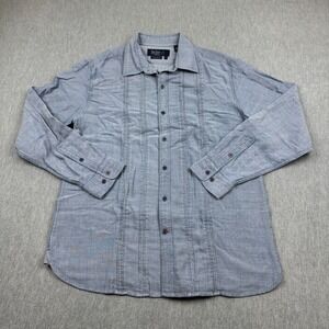 Nat Nast Shirt Men Large Blue Chambray‎ American Fit Silk Cotton Button Up